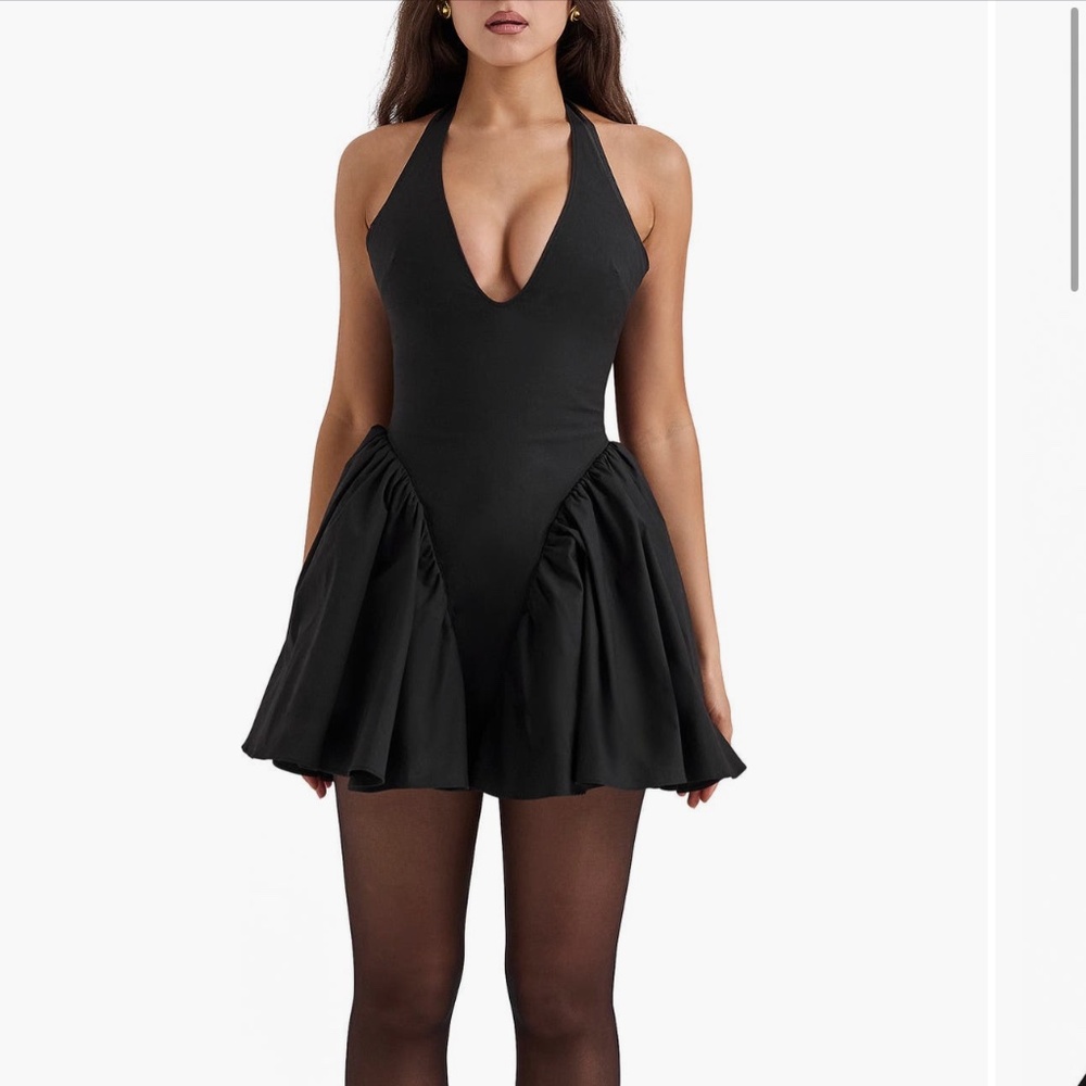 House of CB Valentia Plunge Halter Dress